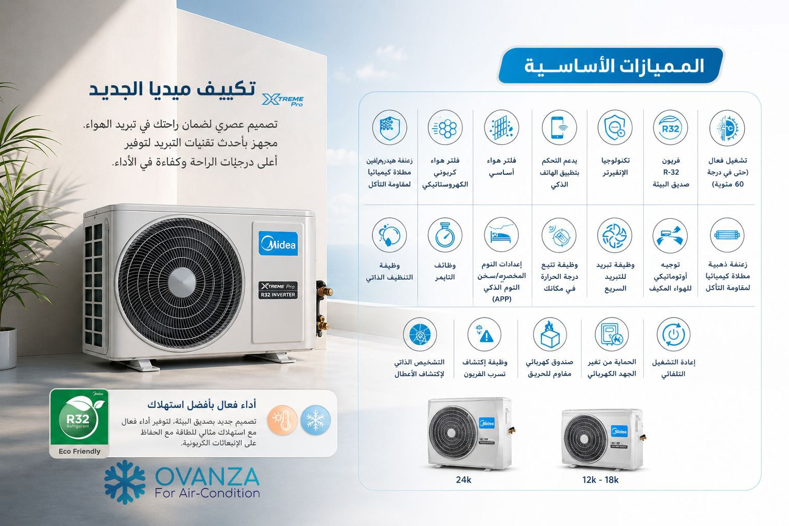 ميديا ايكستريم برو تكييف حائطي 1.5 حصان بارد و ساخن M1SEFT-12HR8F